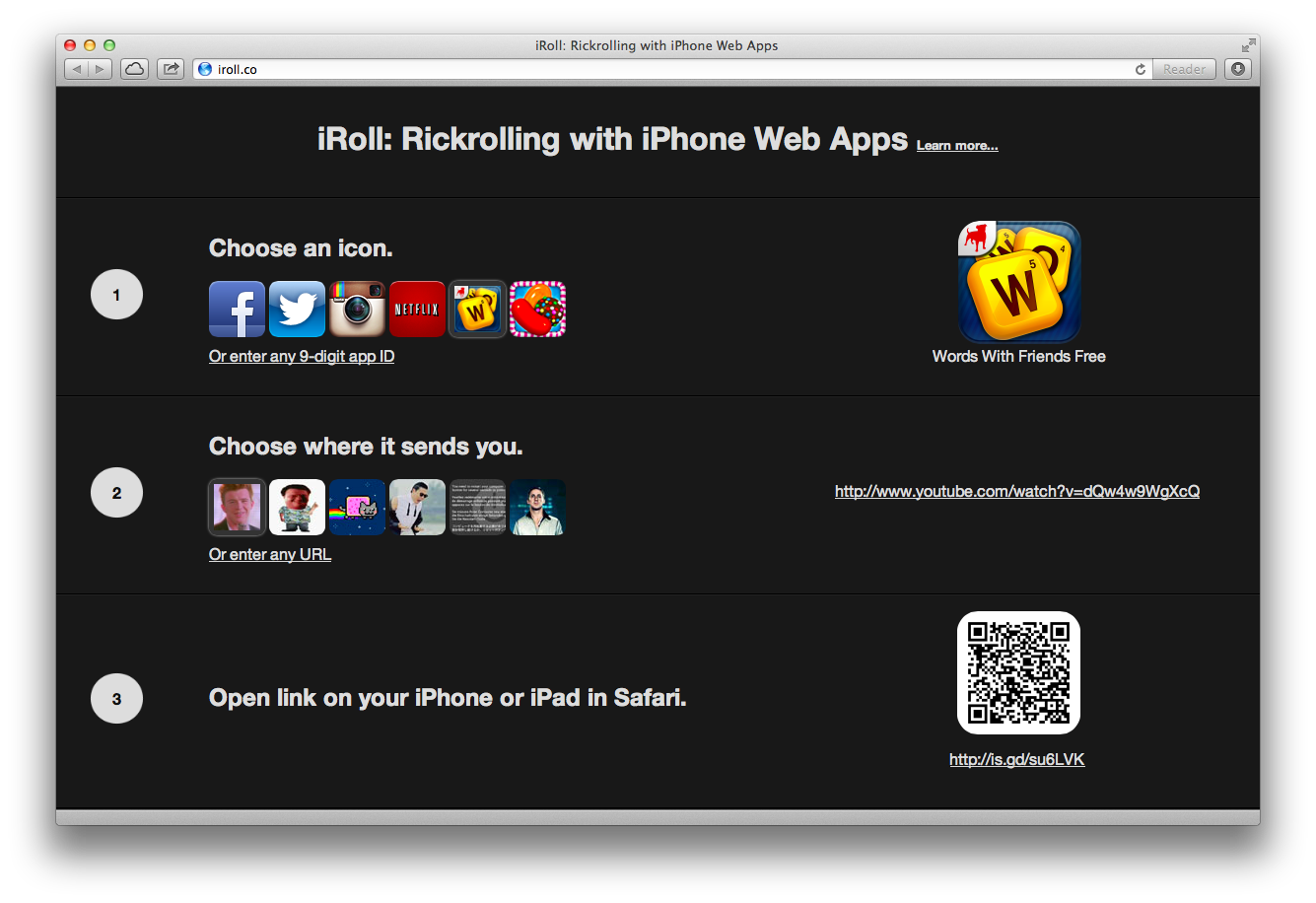 iRoll: Rickrolling with iPhone Web Apps