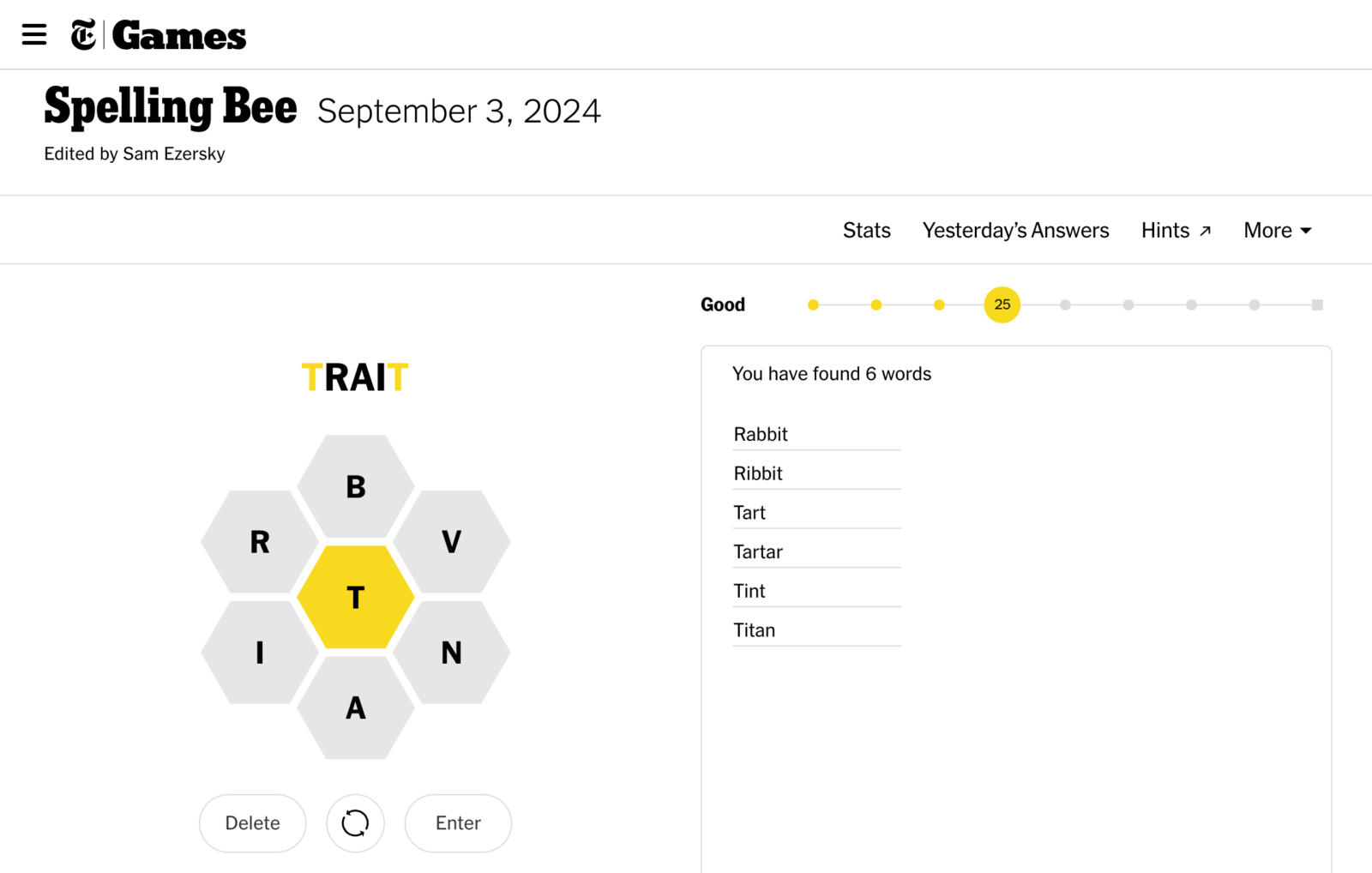 NYT Spelling Bee