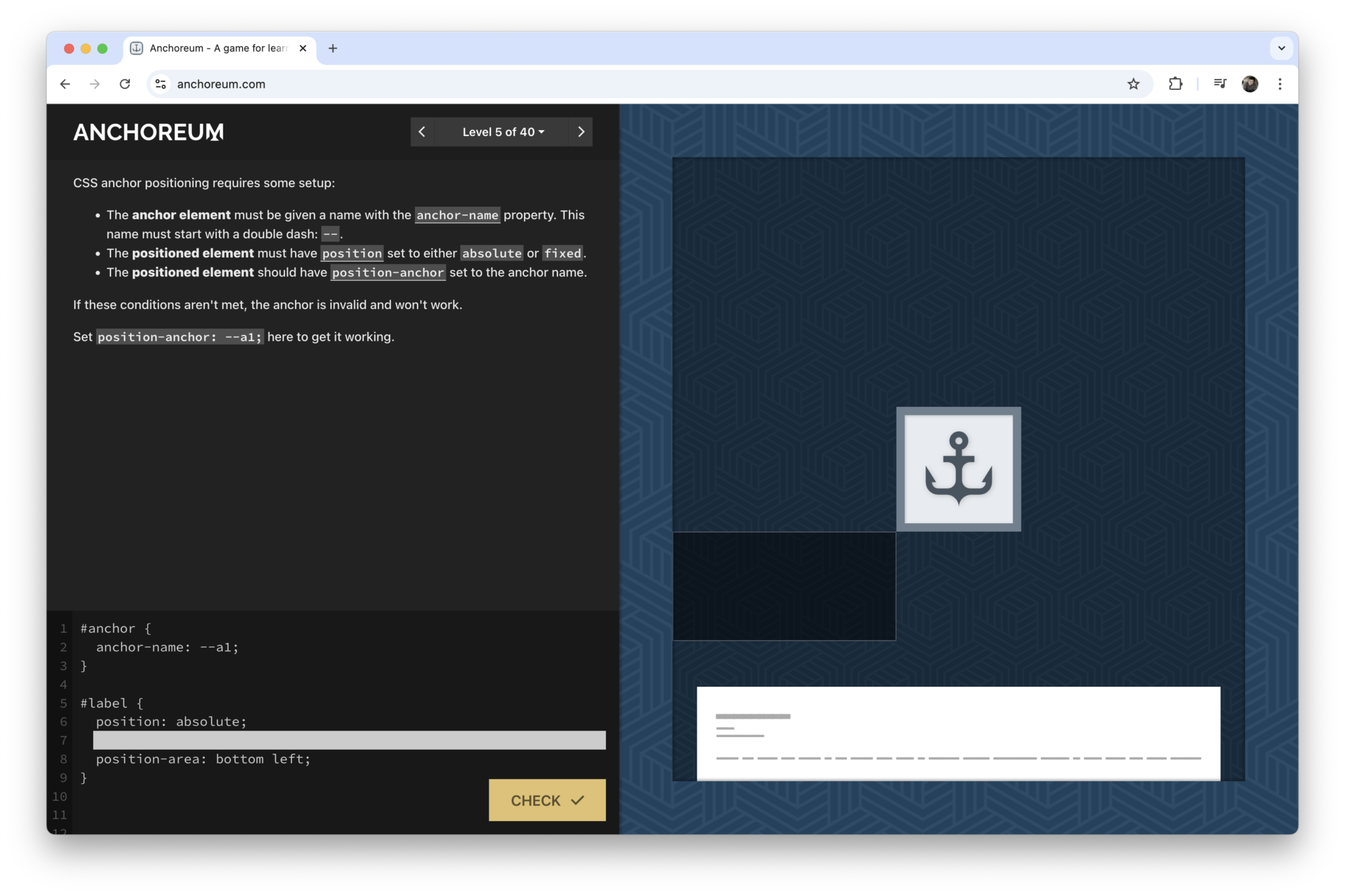 Learning CSS Anchor Positioning with Anchoreum | Thomas Park